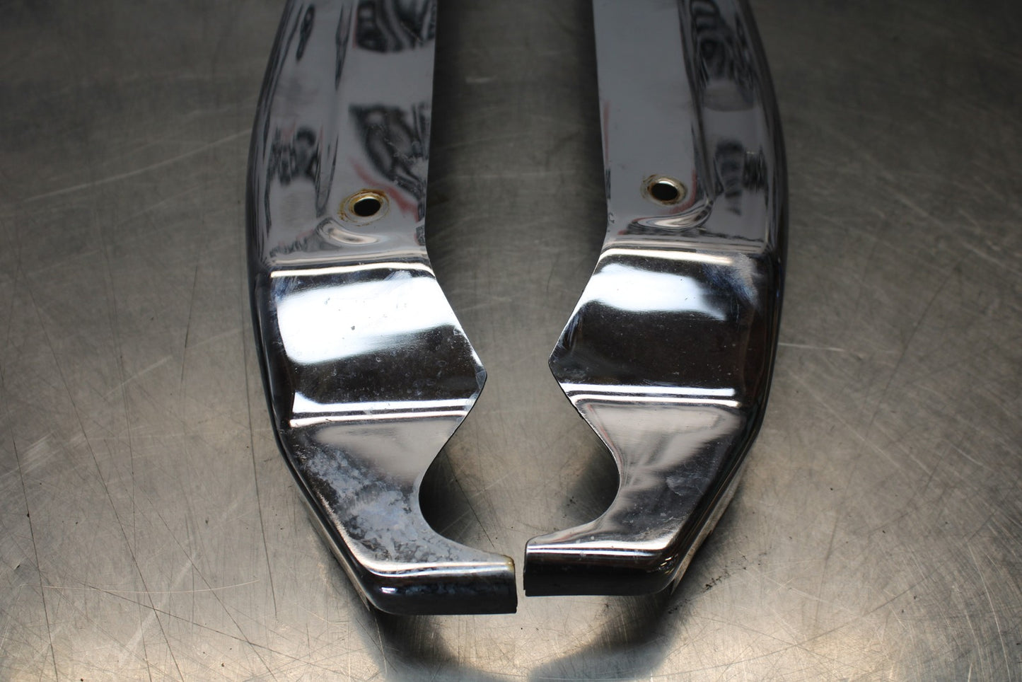 03-08 KAWASAKI VULCAN 1600 REAR CHROME STRUT COVER GUARD SET PAIR  BB196