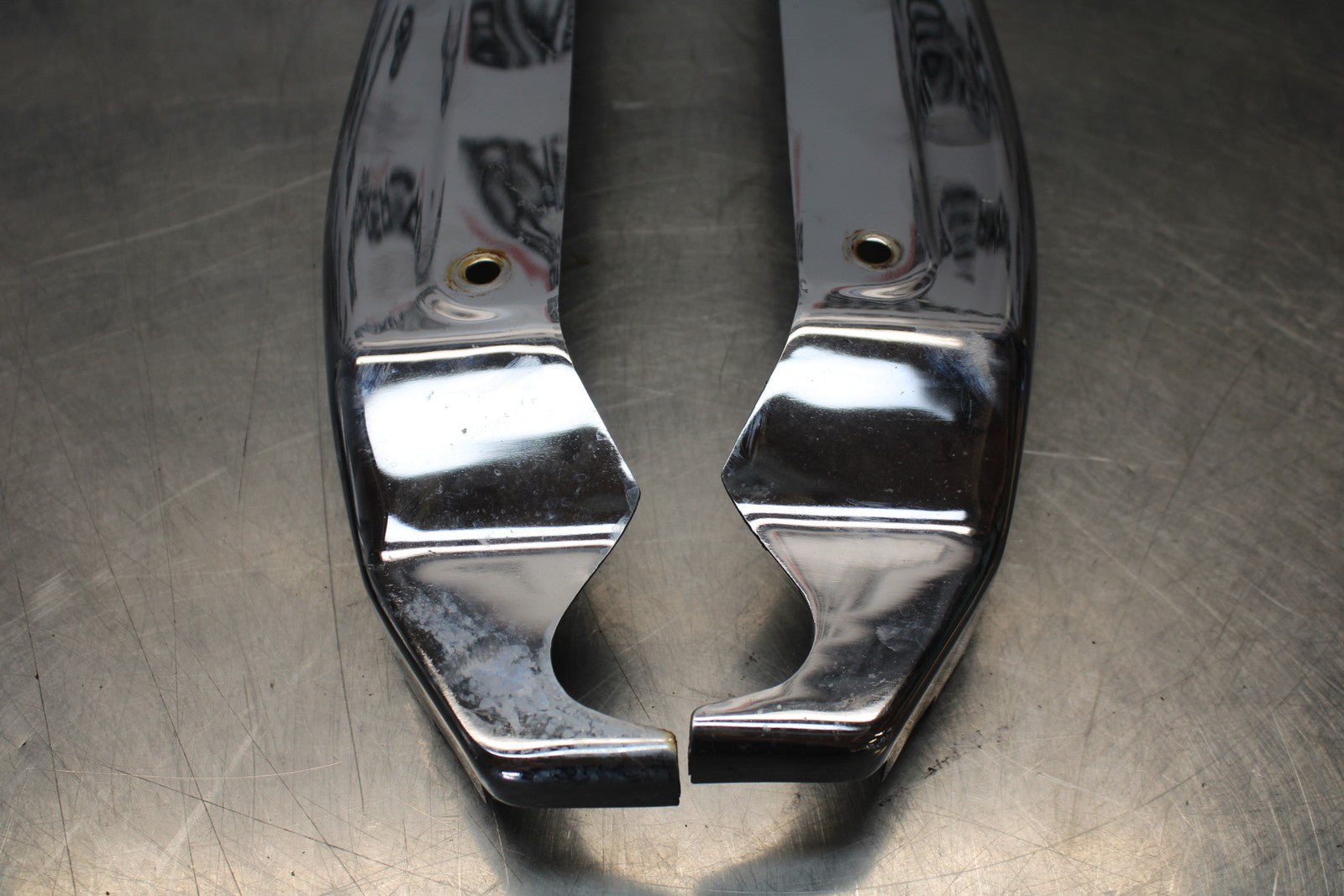 03-08 KAWASAKI VULCAN 1600 REAR CHROME STRUT COVER GUARD SET PAIR  BB196