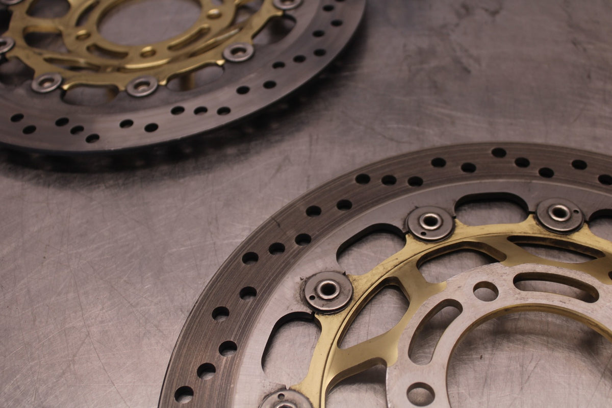 05-08 TRIUMPH SPEED TRIPLE 1050 FRONT LEFT RIGHT BRAKE ROTORS DISCS BB933
