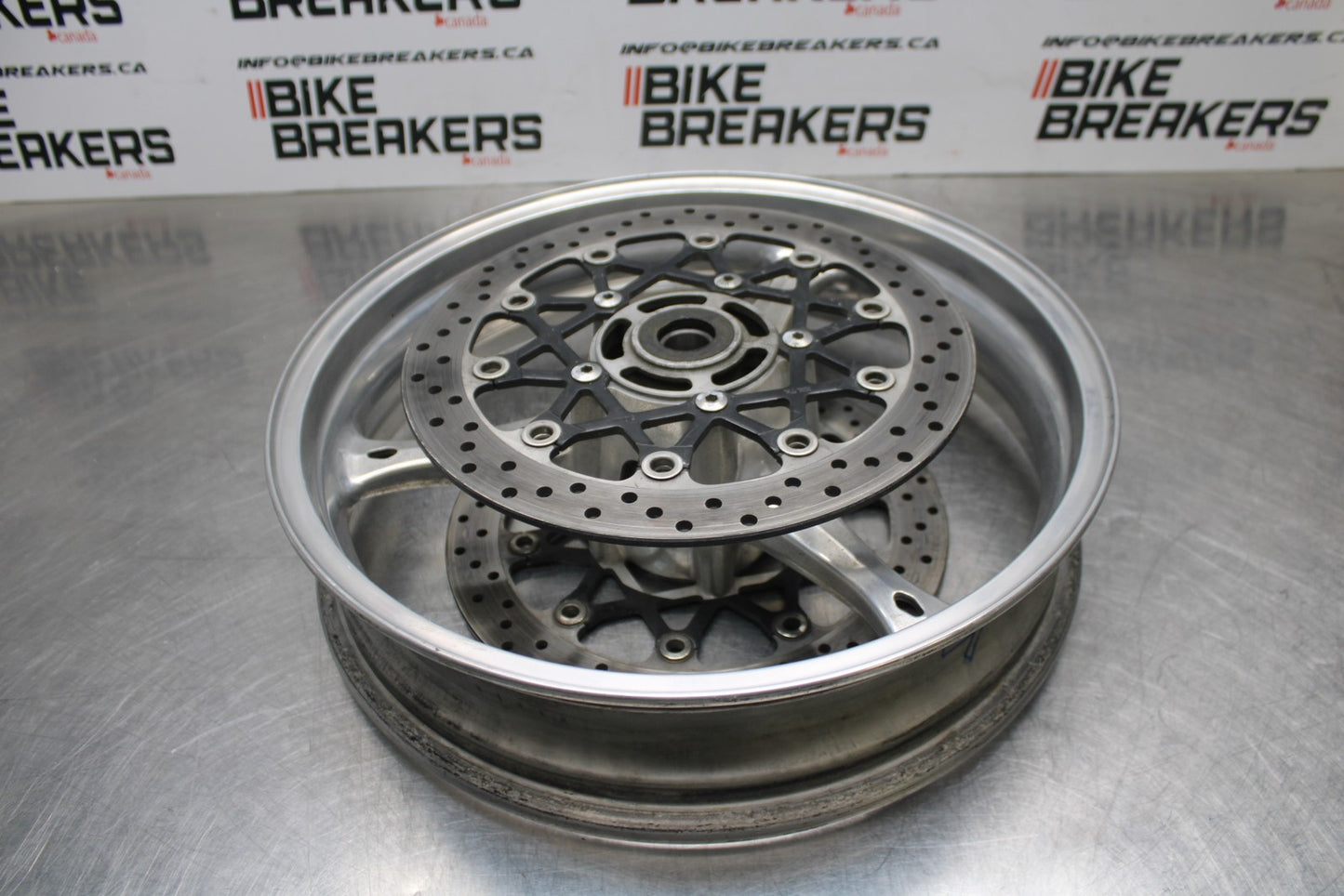 07 SUZUKI GSXR1000 FRONT WHEEL FRONT RIM & BRAKE DISC ROTORS BB770