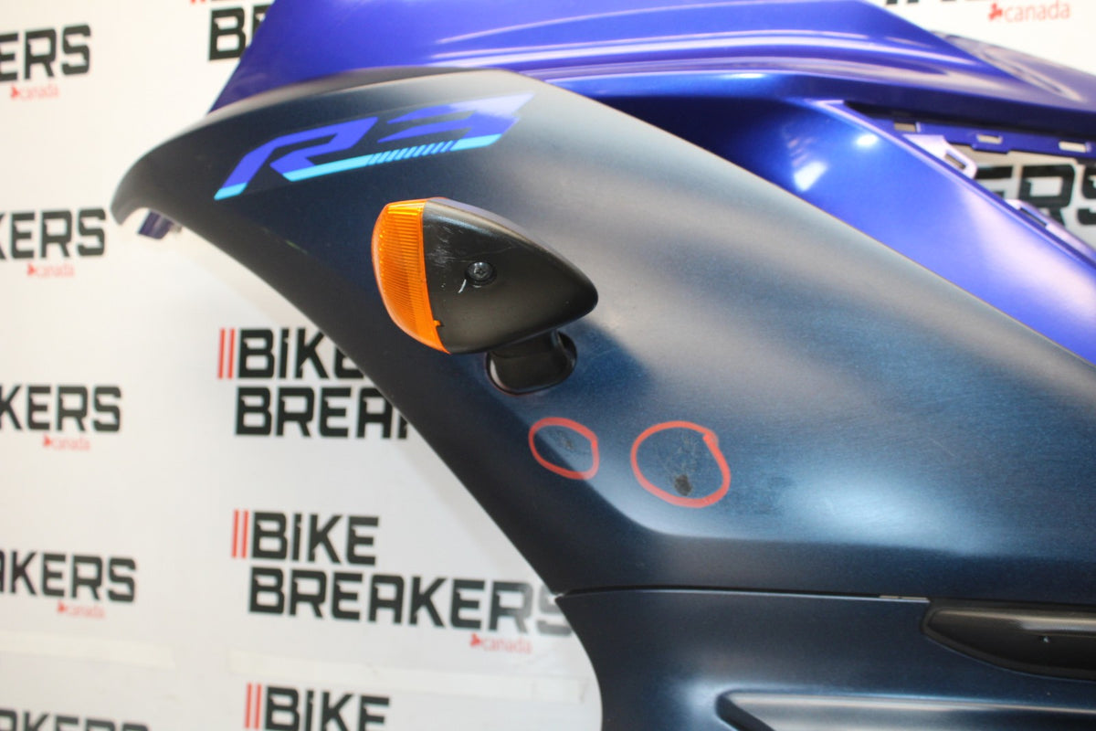 23 YAMAHA YZF R3 LEFT LOWER MID UPPER SIDE FAIRING COWL BB003