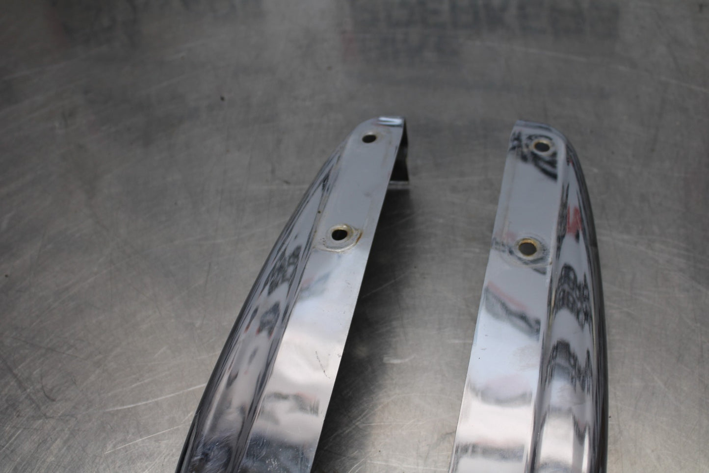 03-08 KAWASAKI VULCAN 1600 REAR CHROME STRUT COVER GUARD SET PAIR  BB196