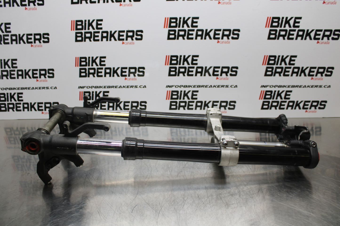 13-18 KAWASAKI NINJA ZX6R COMPLETE FRONT END FORKS SUSPENSION TRIPLE TREE BB143