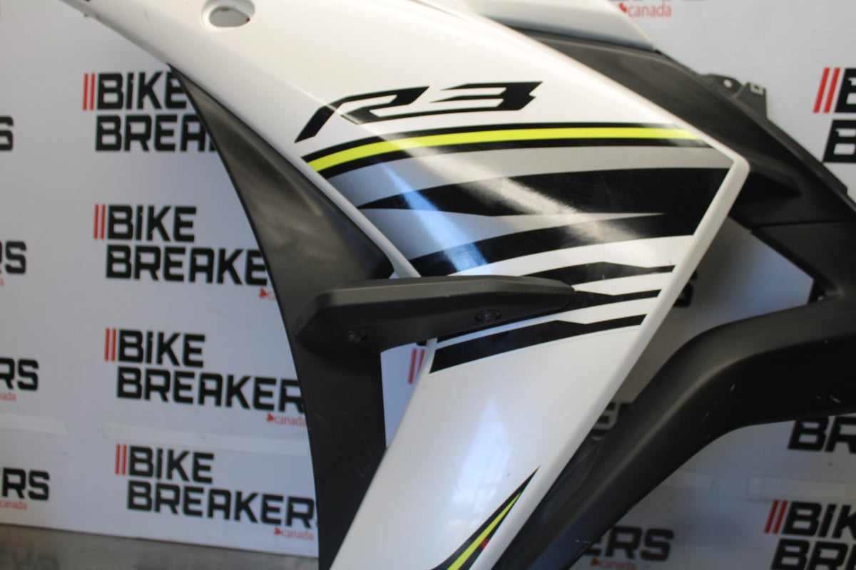 15-17 YAMAHA YZF R3 LEFT LOWER MID UPPER SIDE FAIRING COWL BB003