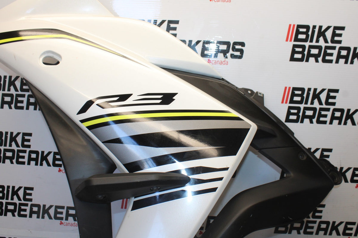 15-17 YAMAHA YZF R3 LEFT LOWER MID UPPER SIDE FAIRING COWL BB003