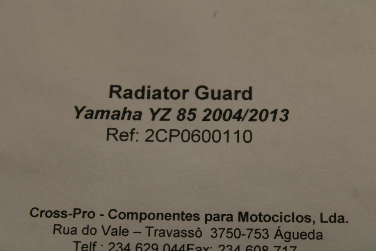 04-13 YAMAHA YZ85 CROSSPRO RADIATOR GUARD SHIELD