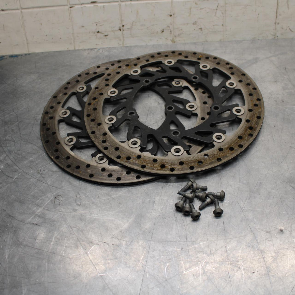 09-14 YAMAHA YZF R1 FRONT  BRAKE ROTORS DISCS BOLTS 14B-2581T-00-00  BB471