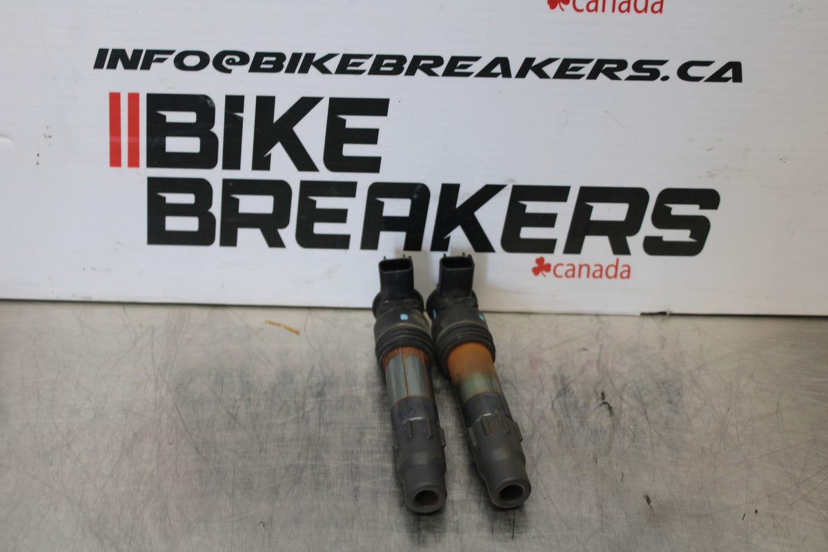 13-17 KAWASAKI NINJA 300 EX300 ABS IGNITION COILS COIL SPARK PLUG CAPS BB189