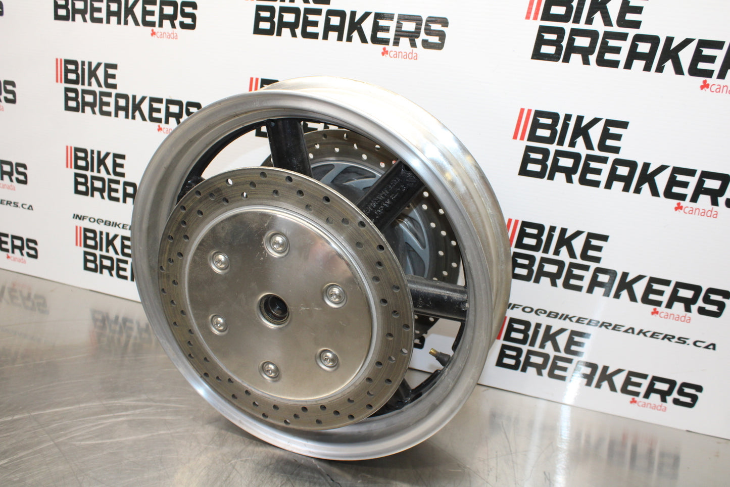 09 YAMAHA ROYAL STAR XVZ1300TF VENTURE FRONT WHEEL FRONT RIM & ROTORS BB151