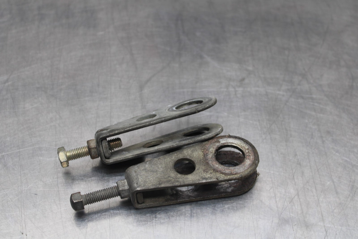 77 SUZUKI GS750 SWINGARM CHAIN TENSIONER ADJUSTMENT BRACKETS  BB779