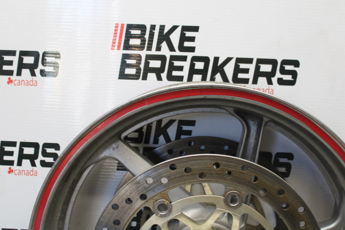 06-07 HONDA INTERCEPTOR 800 VFR800 FRONT WHEEL FRONT TIM & ROTORS BB917