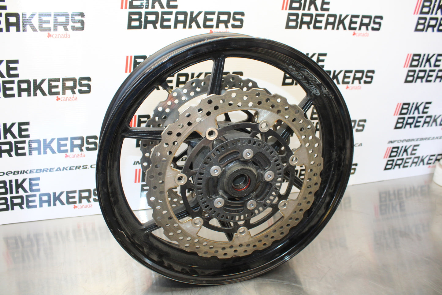 13-18 KAWASAKI NINJA ZX6R FRONT WHEEL FRONT RIM & ROTORS  BB143