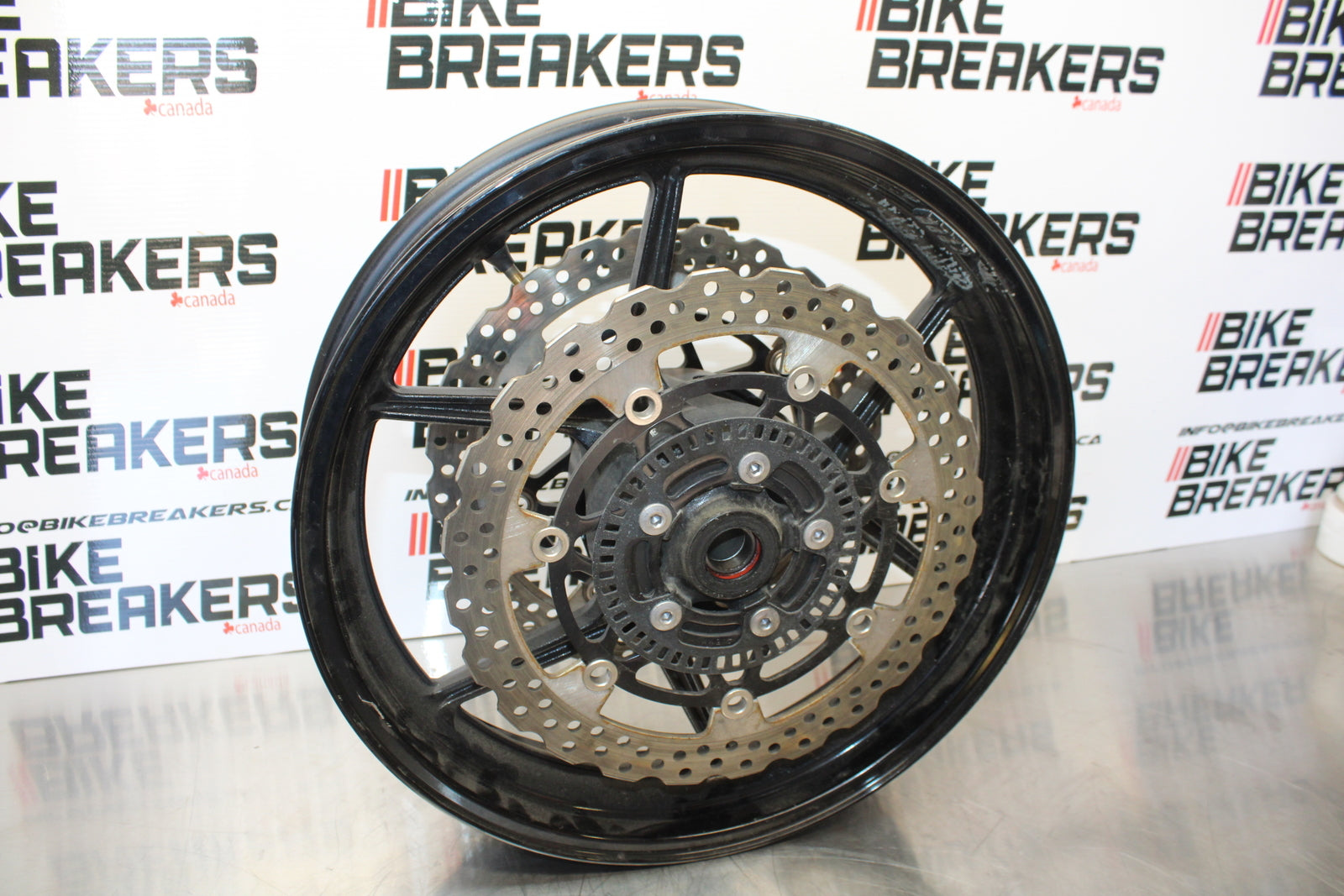 13-18 KAWASAKI NINJA ZX6R FRONT WHEEL FRONT RIM & ROTORS  BB143