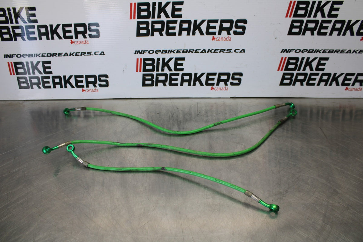 2007 Kawasaki Ninja ZX6R ZX600P AFTERMARKET FRONT REAR BRAKE HOSES LINES BB175
