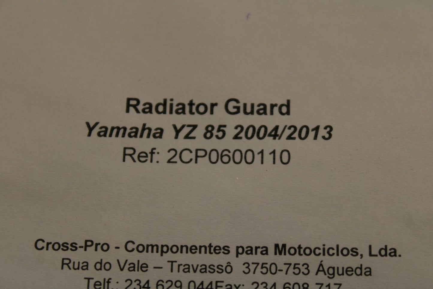 04-13 YAMAHA YZ85 CROSSPRO RADIATOR GUARD SHIELD