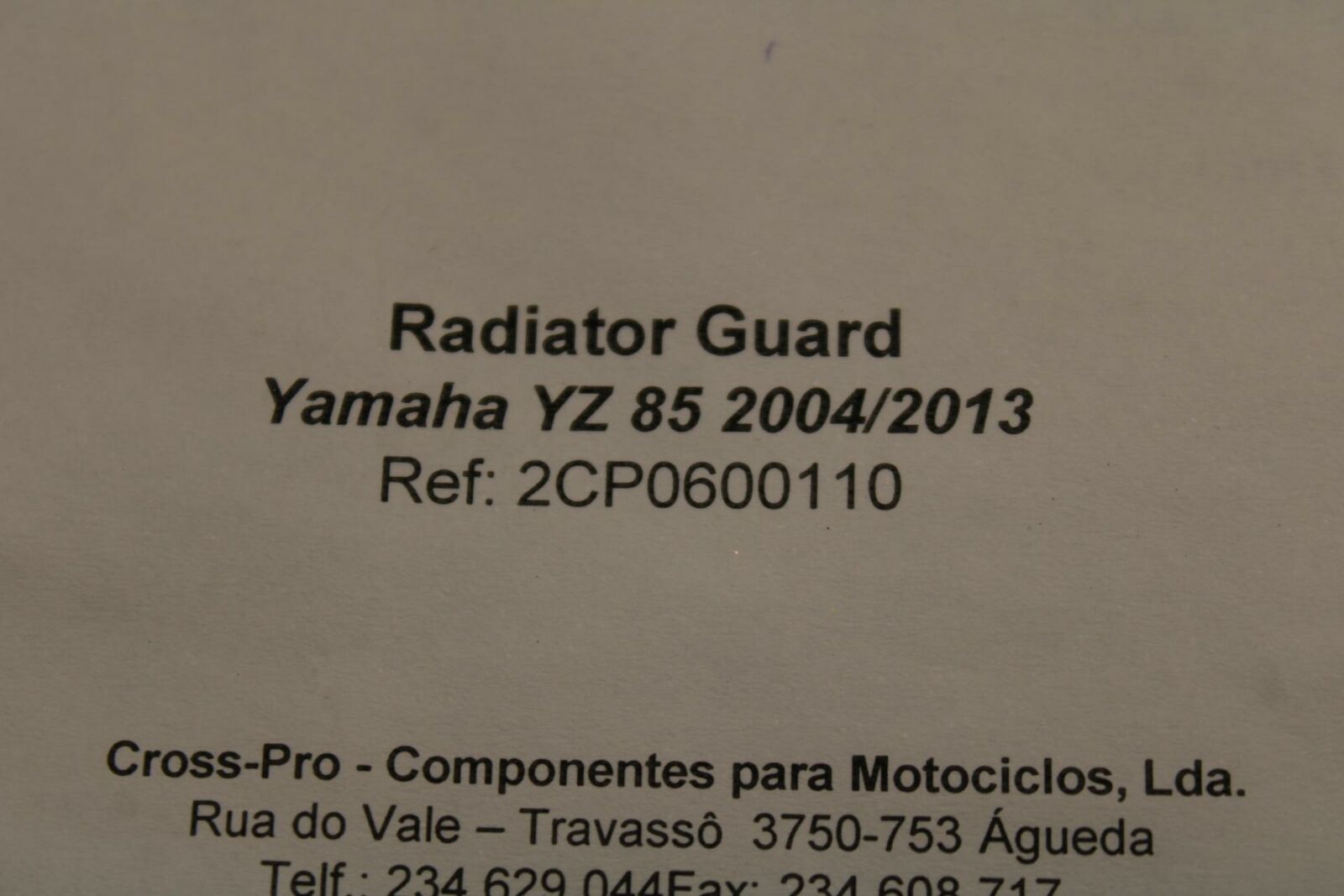 04-13 YAMAHA YZ85 CROSSPRO RADIATOR GUARD SHIELD
