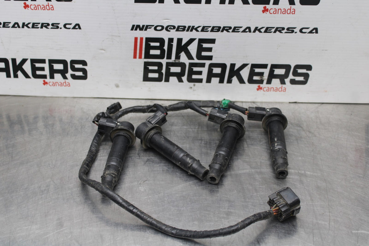 08-16 YAMAHA YZF R6 IGNITION COILS & COIL WIRING HARNESS WIRE LOOM BB798