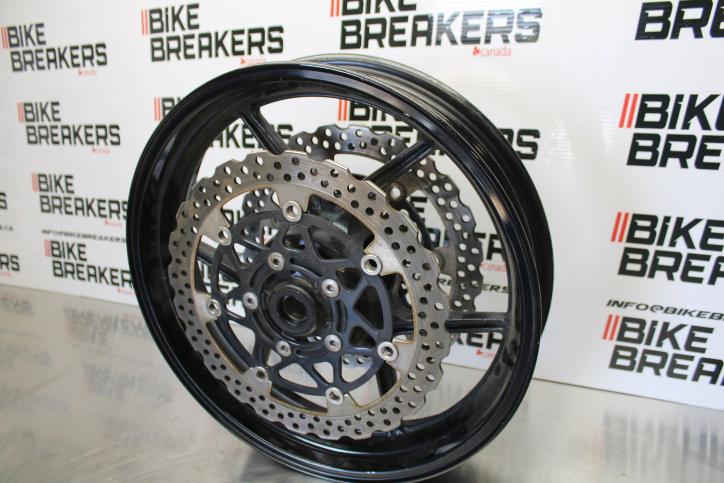 13-18 KAWASAKI NINJA ZX6R FRONT WHEEL FRONT RIM & ROTORS  BB143