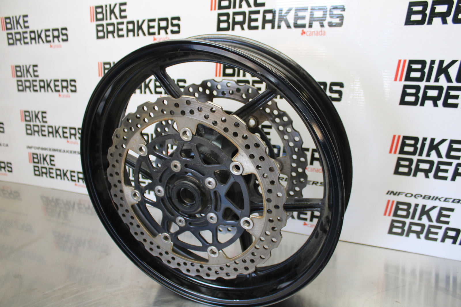 13-18 KAWASAKI NINJA ZX6R FRONT WHEEL FRONT RIM & ROTORS  BB143